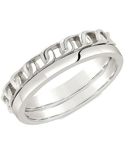 Sterling Forever 2-piece Everyday Stacking Chain Ring Set - Metallic