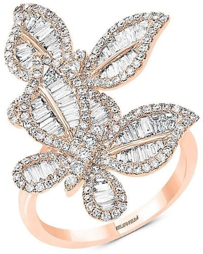 Effy 14k Rose Gold & 1.41 Tcw Diamond Butterfly Ring - White