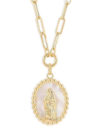 Saks Fifth Avenue 14k Yellow Gold & Mother Of Pearl Guadalupe Pendant Necklace - Metallic