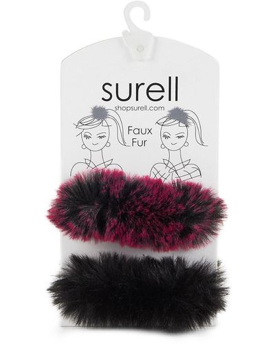 Surell 2-Pack Faux Fur Scrunchies - White