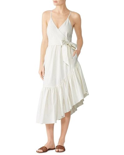 Marissa Webb Kierra Pinstriped Linen Blend Midi Dress - White