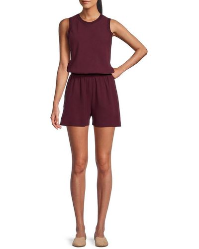Theory Lewie Solid Romper - Red