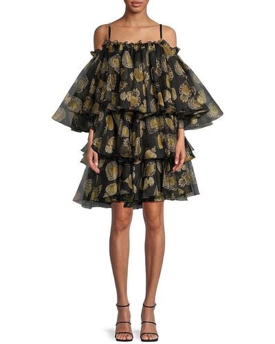 Dolce & Gabbana Tiered Silk Blend Tent Dress - Black