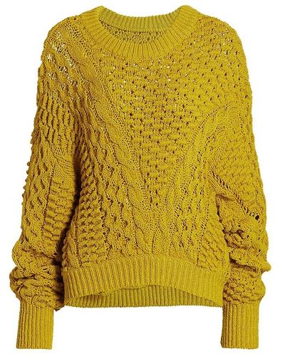 3.1 Phillip Lim Cable-Knit Crewneck Sweater - Yellow