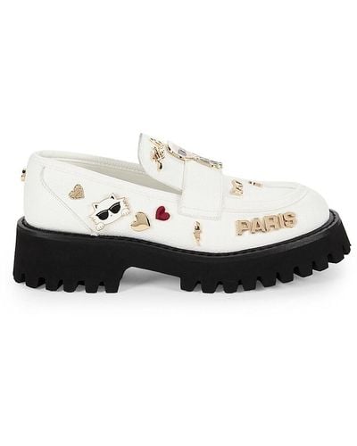 Karl Lagerfeld Gaston Embellished Platform Penny Loafers - White