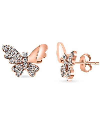 Effy 14K Rose & 0.57 Tcw Diamond Butterfly Earrings - Pink