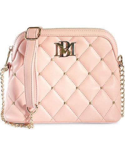 Badgley Mischka Faux-Leather Quilted Dome Crossbody Bag - Pink