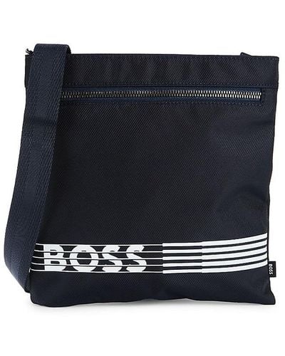 BOSS Catch 2.0 Striped Logo Shoulder Bag - Blue