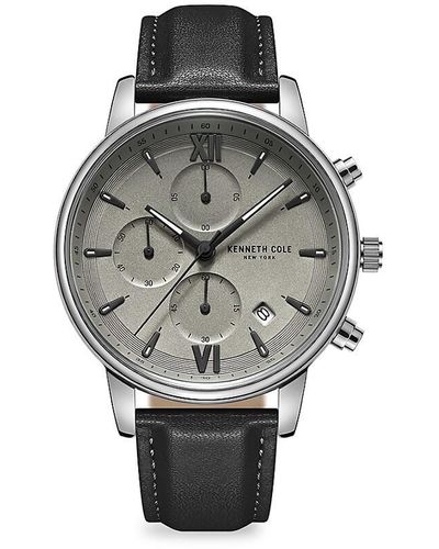 Kenneth Cole Dress Sport 44mm Leather Strap Chronograph Watch - Grey