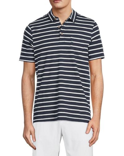 Tailor Vintage Airotec Sailor Striped Stretch Polo - Blue