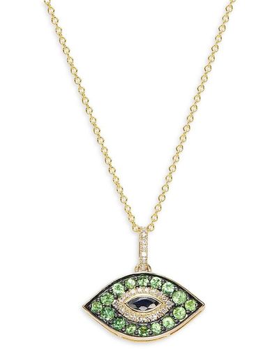 Effy 14K, Multi Stone Stone Evil Eye Pendant Necklace - Metallic