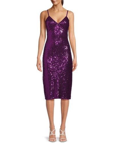 Guess Sequin Midi Dress - Purple