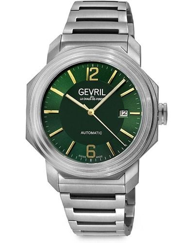 Gevril Roosevelt 43mm Titanium Automatic Bracelet Watch - Green