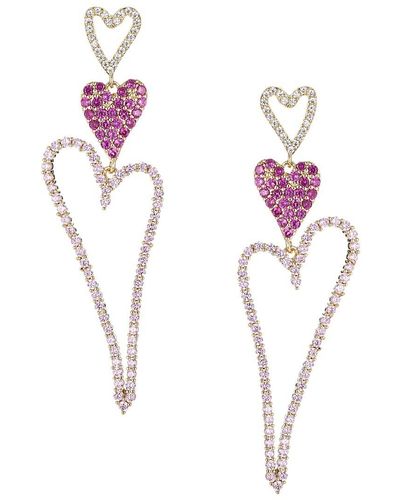 Eye Candy LA Luxe Goldtone & Cubic Zirconia Triple Heart Drop Earrings - Pink