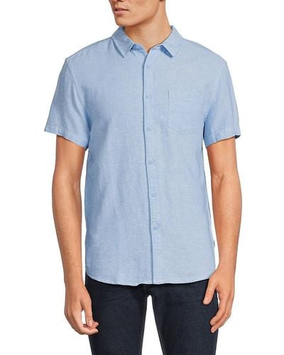 Vintage Summer Linen Blend Shirt - Blue