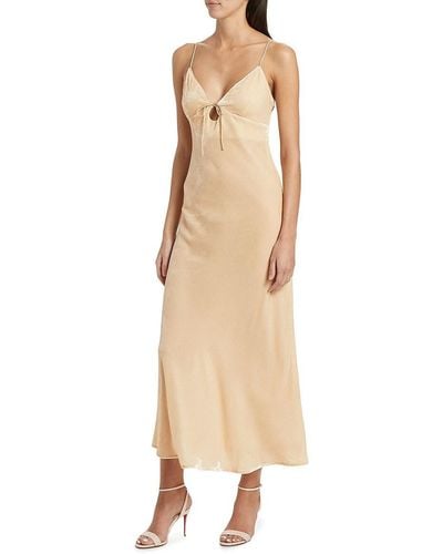 Susana Monaco Velvet Silk Blend Cutout Maxi Slip Dress - Natural