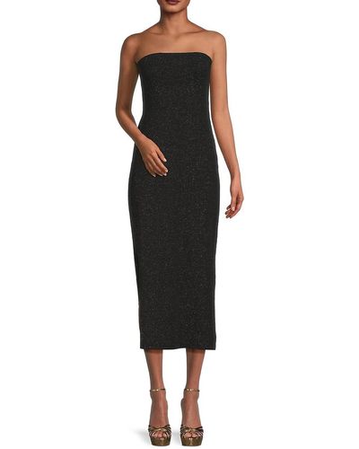 Vero Moda Kanva Metallic Tube Midi Dress - Black