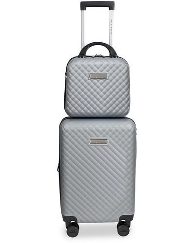 Vince Camuto 2-piece Teagan Quilted Texture Hard Sided Spinner Suitcase Set - Grey