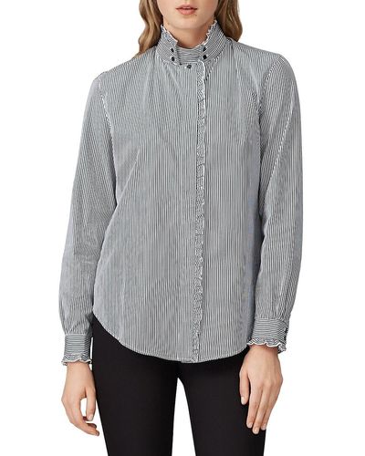 Officine Generale Striped Ruffle Shirt - Grey