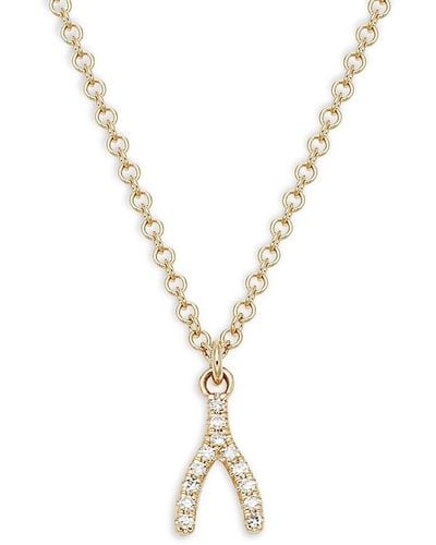 Saks Fifth Avenue 14k Yellow Gold & 0.03 Tcw Diamond Pendant Necklace/18" - Metallic