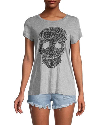 Lauren Moshi Heathered Graphic T-shirt - Grey