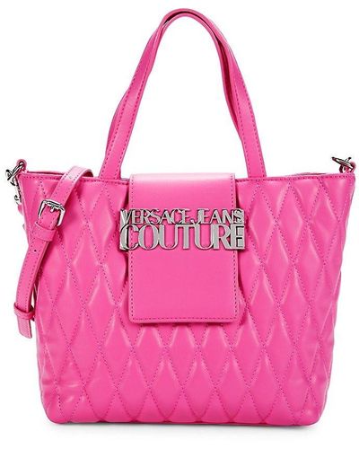 Buy Versace Jeans Couture Women Pink All-Over Signature Print Leather Tote  Bag Online - 745121
