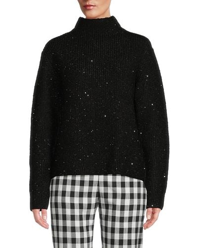 Calvin Klein Metallic Mockneck Sweater - Black