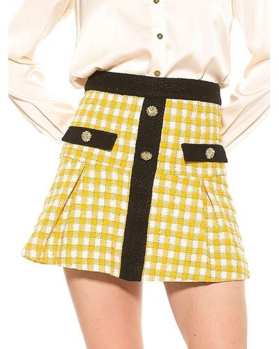 Alexia Admor Alison Tweed Mini Skirt - Yellow