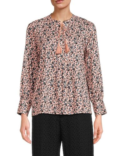 Joie Dracha Floral Cuffed Sleeve Blouse - Red