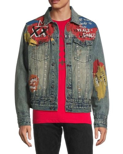 Cult Of Individuality Type Iv Graphic Denim Jacket - Red