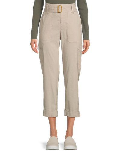 Vince Linen Blend Cropped Trousers - Natural