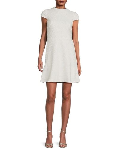 Vince Camuto Boucle Fit & Flare Dress - White