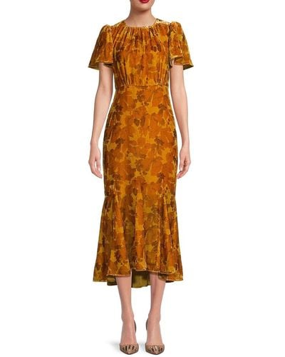 RHODE Arabella Leaf Print Midi Dress - Multicolour