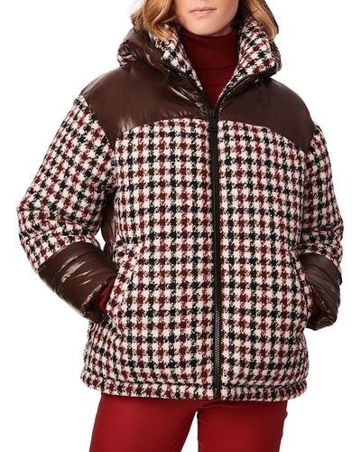 Bernardo Houndstooth Puffer Jacket - Red