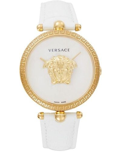 Versace 39Mm Goldtone Ip Stainless Steel & Croc Embossed Leather Strap Watch - Metallic