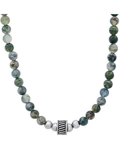 Anthony Jacobs Stainless Steel & Amazonite Beads Necklace - Metallic