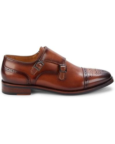 Saks Fifth Avenue Henry Double Monkstrap Brogues - Brown