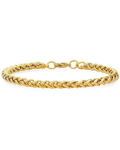 Anthony Jacobs 18k Plated Stainless Steel Wheat Chain Bracelet - Metallic