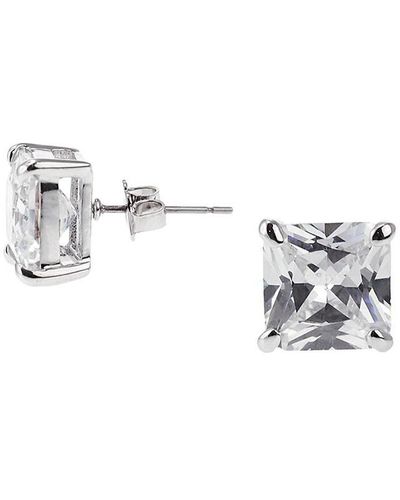 CZ by Kenneth Jay Lane Look Of Real Rhodium Plated & Cubic Zirconia Stud Earrings - Metallic