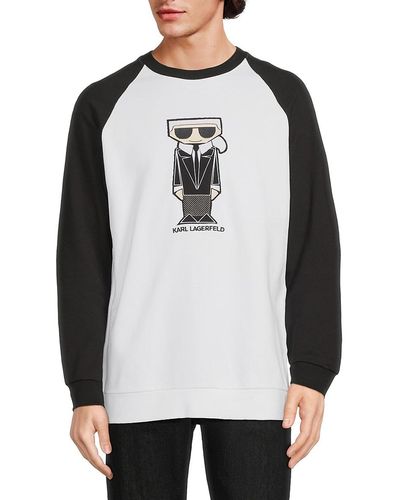 Karl Lagerfeld Layered Raglan Sleeve Logo Graphic Sweatshirt - Black