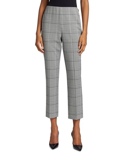 Elie Tahari Madelyn Chequered Skinny Crop Trousers - Grey