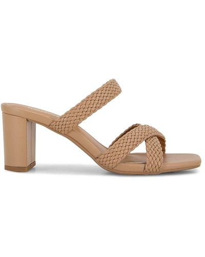 Kensie Kate Braided Block Heel Sandals - Natural