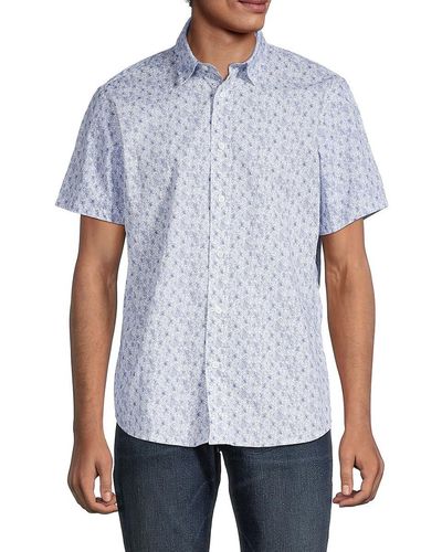 Slate & Stone Floral Short Sleeve Button-down Shirt - White