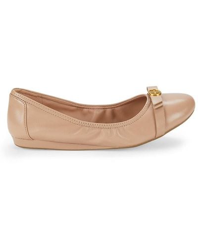 Cole Haan Tova Leather Bow Ballet Flats - Natural