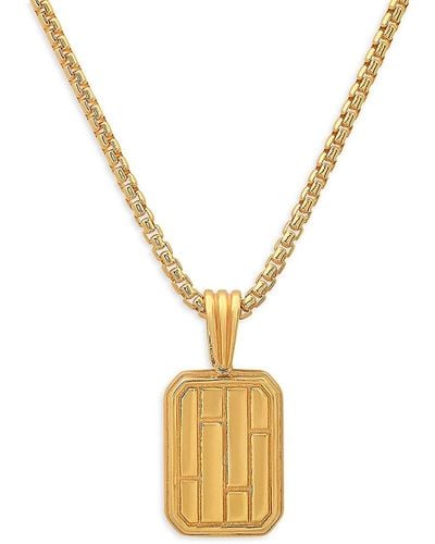 Anthony Jacobs 14k Goldplated Sterling Silver Dog Tag Pendant Necklace - Metallic