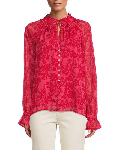 Saks Fifth Avenue Saks Fifth Avenue Floral Print Blouse - Red