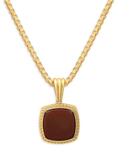 Anthony Jacobs 14k Goldplated Sterling Silver & Red Agate Pendant Necklace - Metallic