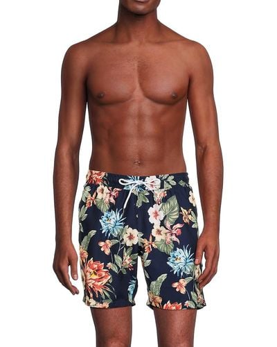 Slate & Stone 'Cabo Floral Drawstring Swim Shorts - Blue