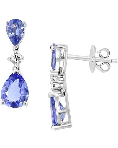 Effy ENY Sterling Silver, Tanzanite & White Sapphire Drop Earrings - Blue