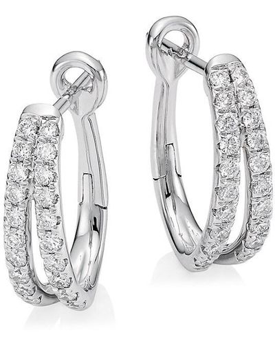 Saks Fifth Avenue 14K & 0.4 Tcw Diamond Split Hoop Earrings - White